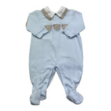 Isabel & Martinez Tutina Manica Lunga Tinta Unita con Ricami per Neonato IM25N506 AZZURRO ISABEL & MARTINEZ 