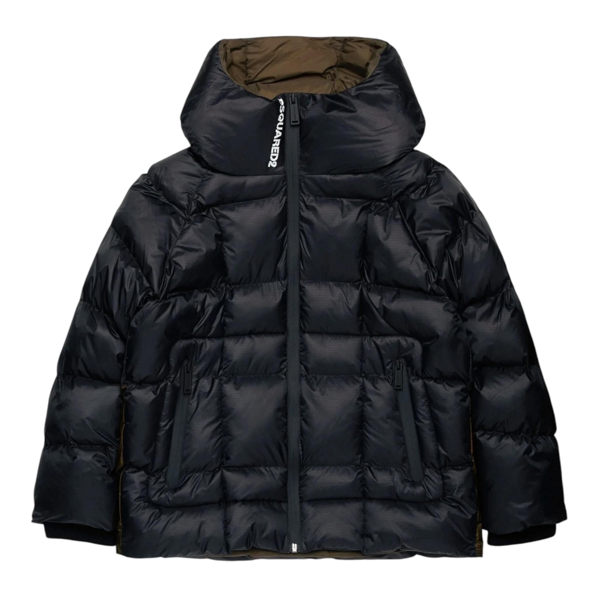 DSQUARED2 giubbino bicolore con cappuccio Nero per Bambino DQ2450 NERO DSQUARED2 