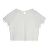 Chloe' Solid Color Crew Neck T-Shirt With White Perforations For Girls