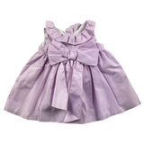 Little Bear Solid Color Sleeveless Dress With Lilac Bow For Baby Girl