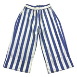 Little Ludo Plain Trousers Striped Pattern With Elastic Waist White/Blue For Girls