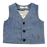 Manuel Ritz Solid Color Blue Denim Vest For Boys