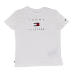 Tommy Hilfiger T-Shirt Girocollo Tinta Unita con Logo per Neonata KN0KN01429 BIANCO TOMMY HILFIGER 