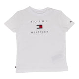 Tommy Hilfiger T-Shirt Girocollo Tinta Unita con Logo per Neonata KN0KN01429 BIANCO TOMMY HILFIGER 