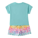 Sarabanda Completo 2 Pezzi Short-T-Shirt Verde Acqua per Neonata 0B237 VERDE ACQUA SARABANDA 