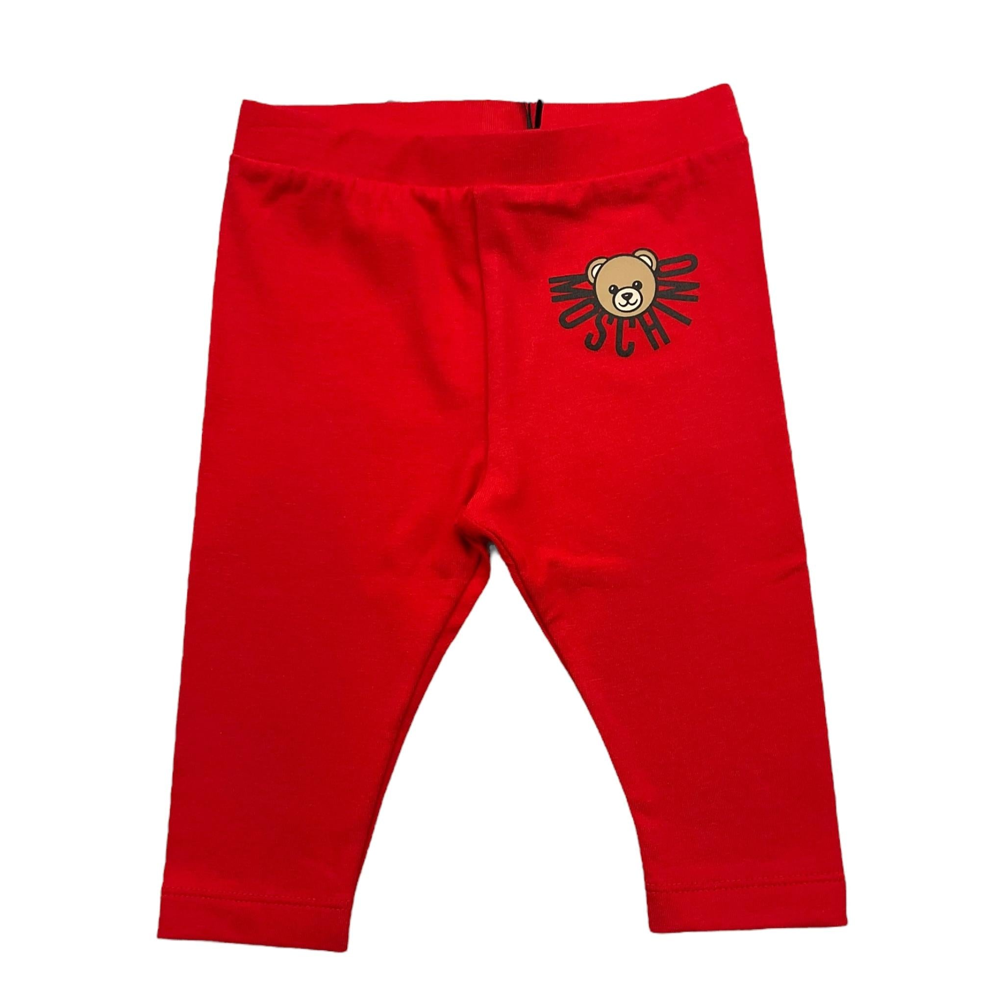 MOSCHINO leggins tinta unita con stampa Rosso per Neonata MGP032 ROSSO MOSCHINO 