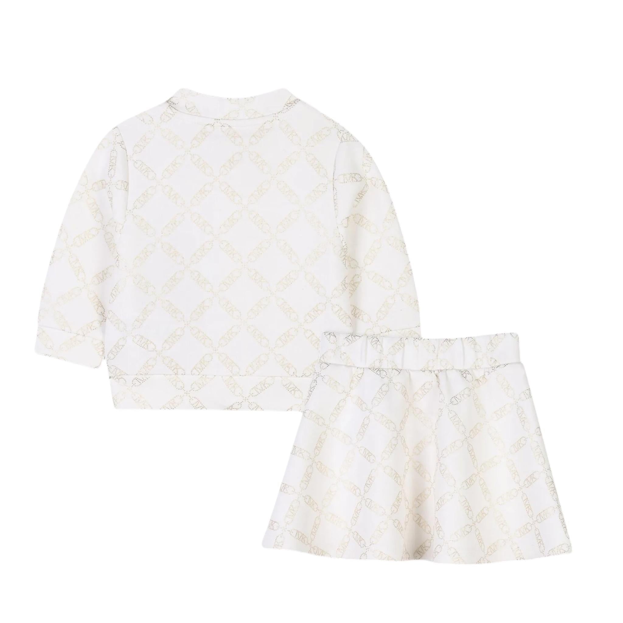 Michael Kors Completo 2 Pezzi Felpa-Gonna tinta unita Panna per Bambina R30306J PANNA MICHAEL KORS 