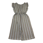 Petit Indi Tuta Intera Tinta Unita con Fantasia A Righe per Bambina SS25BK5229 BLU PETIT INDI 