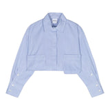 Aspesi Plain Crop Shirt With Light Blue Striped Pattern For Girls