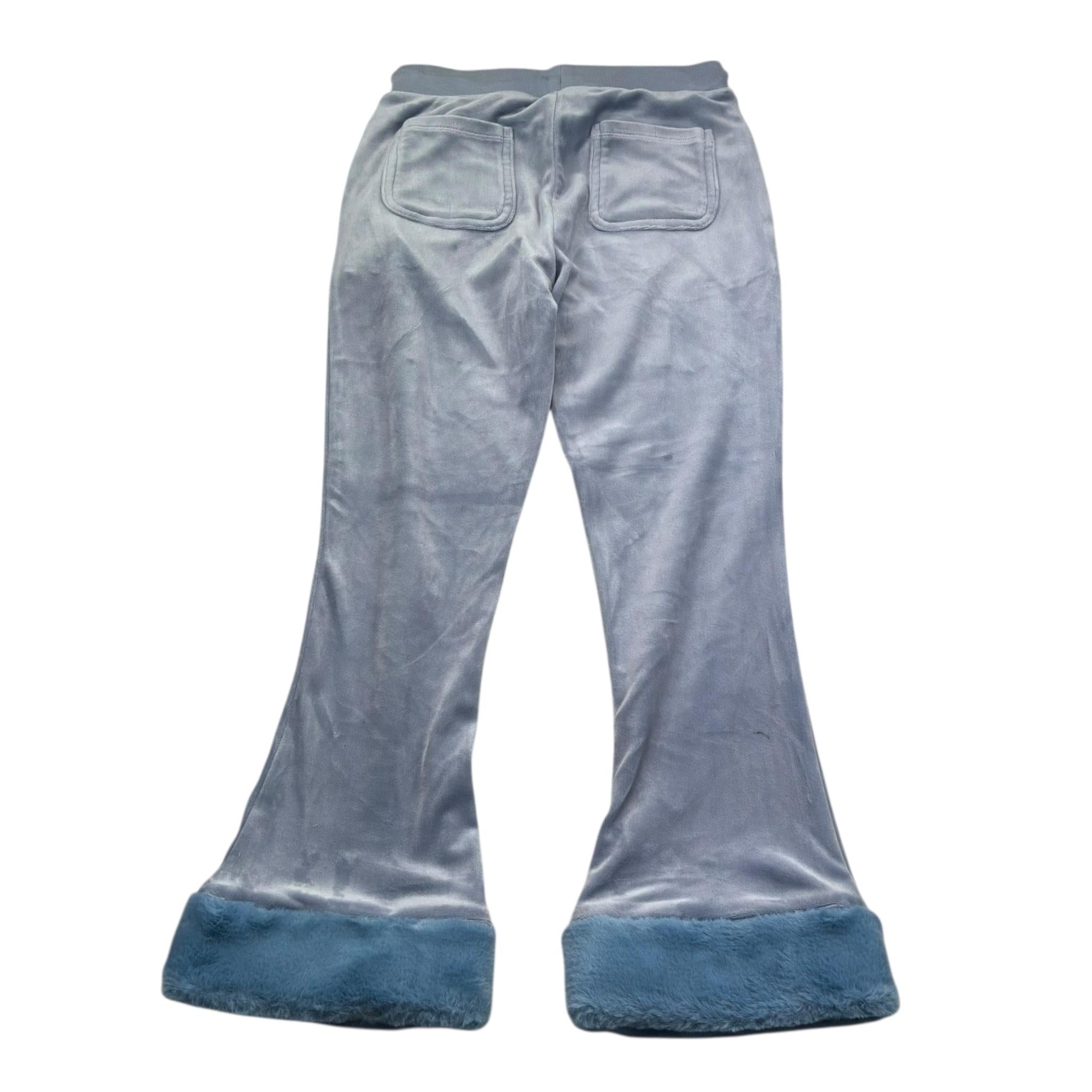 Juicy Couture Pantalone Tinta Unita In Velluto con Pelliccia per Bambina JBX6631 AZZURRO JUICY COUTURE 