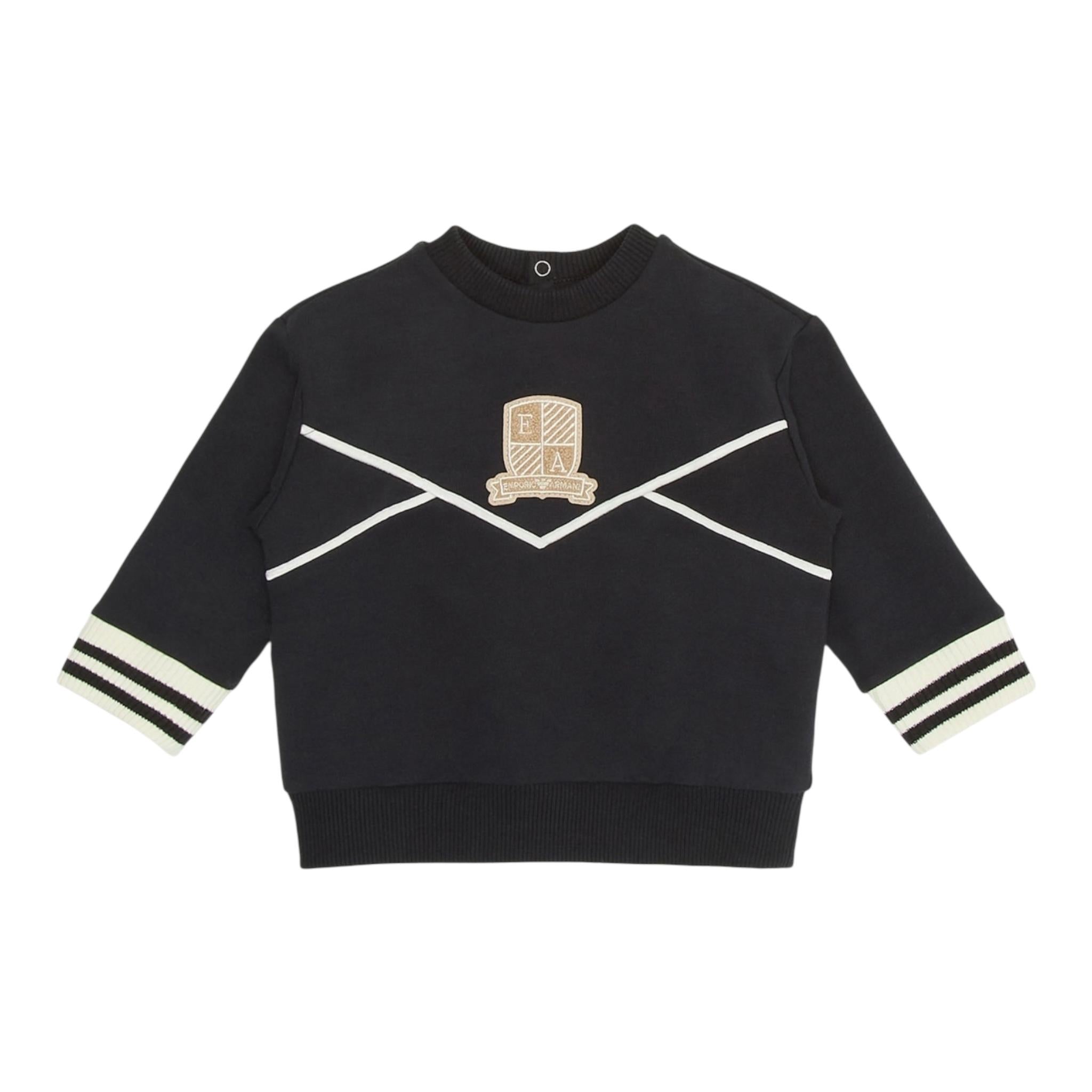 EMPORIO ARMANI felpa girocollo tinta unita con stampa Blu per Neonato 6DHMJ7X BLU EMPORIO ARMANI 