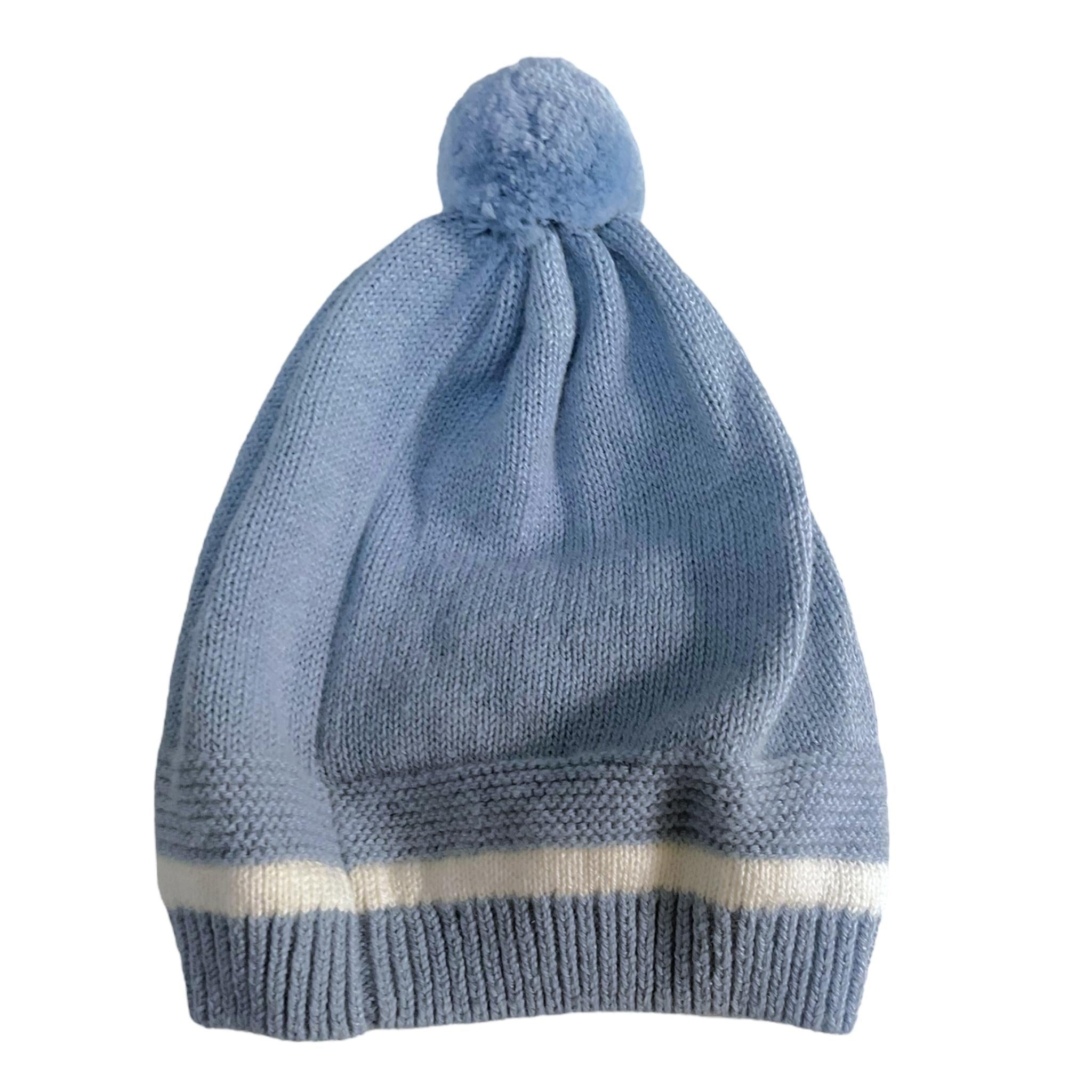 MINI BANDA cappello tinta unita con pon pon Azzurro per Neonato 3A303 AZZURRO MINI BANDA 