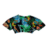 Mariuccia T-Shirt Crop Model Solid Color with Black Print for Girls
