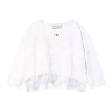 Twinset Plain Sweater With White Embroidery For Girls