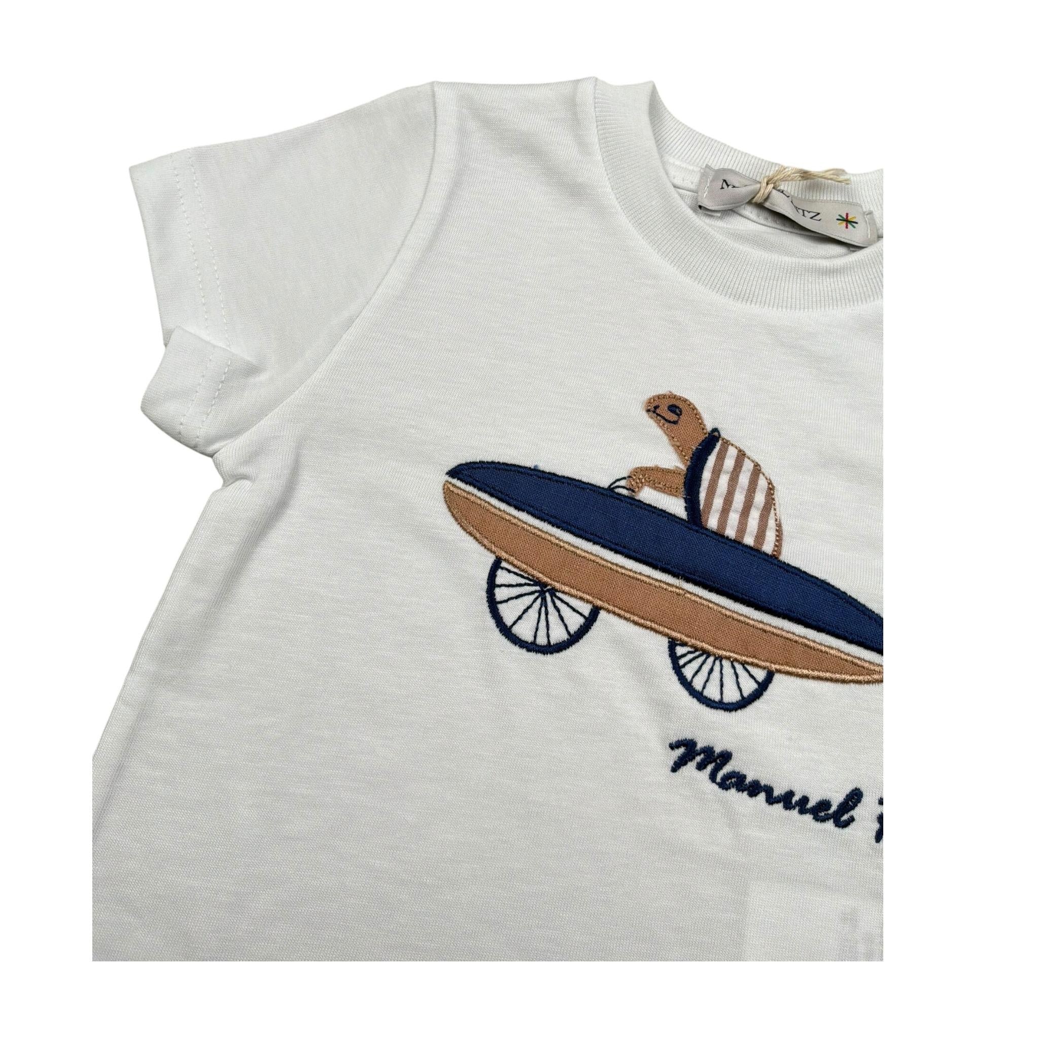Manuel Ritz T-Shirt Girocollo Tinta Unita con Ricamo per Neonato MR3109 BIANCO MANUEL RITZ 