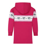 Chiara Ferragni Solid Color Dress With Hood And Fuchsia Print For Baby Girl