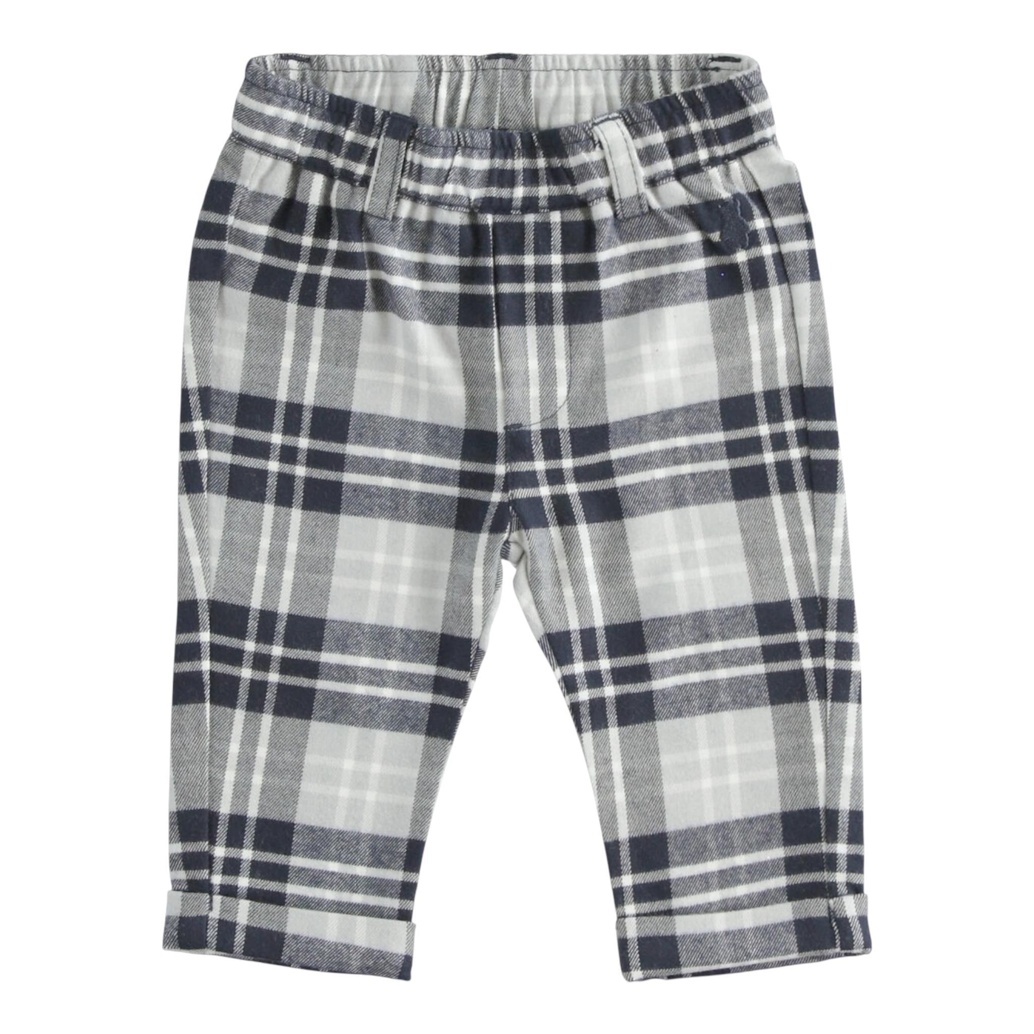 MINI BANDA pantalone fantasia scozzese con elastico in vita Blu per Neonato 35646X BLU MINI BANDA 