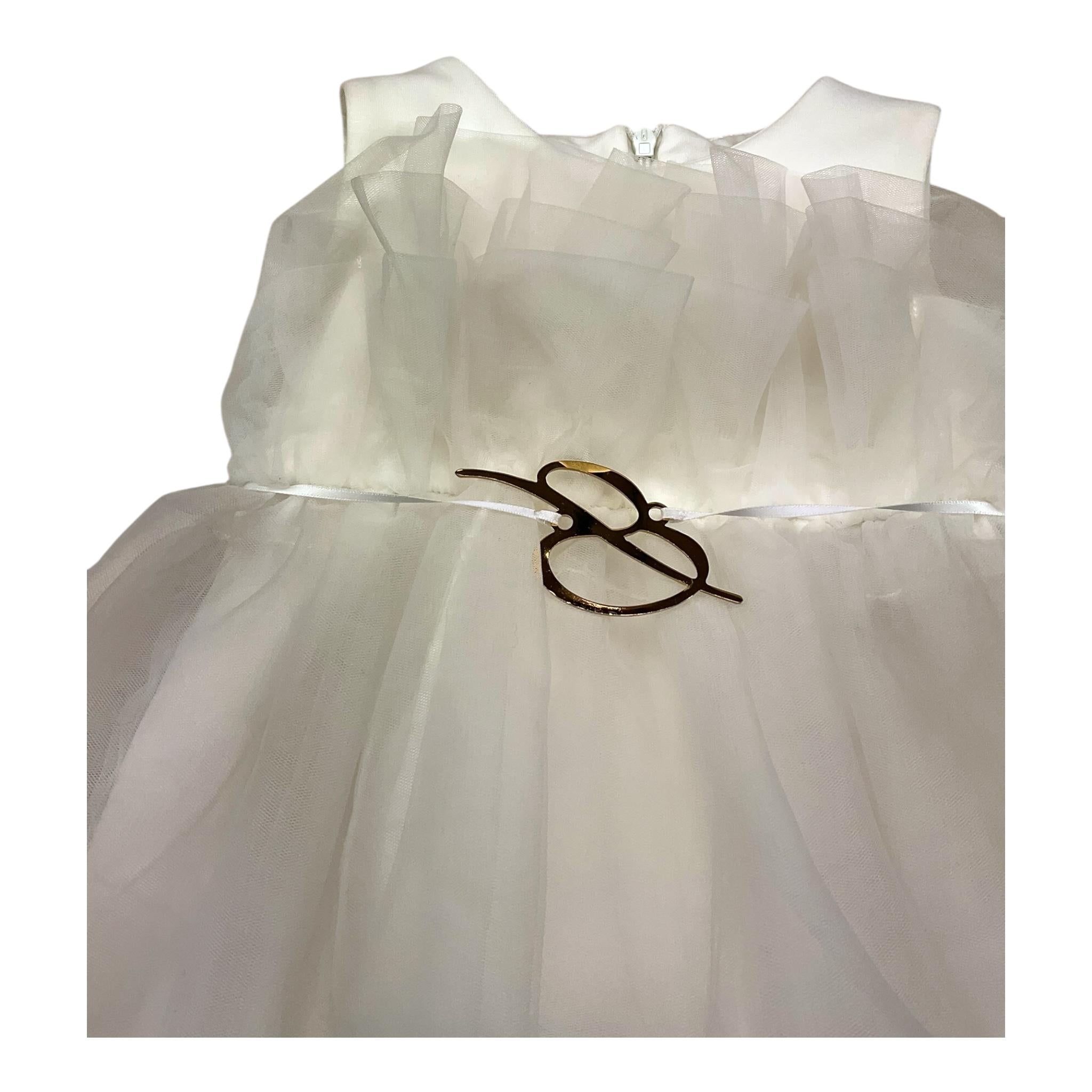 MISS BLUMARINE abito giromanica tinta unita cn cinturino Panna per Neonata IA3115 PANNA MISS BLUMARINE 