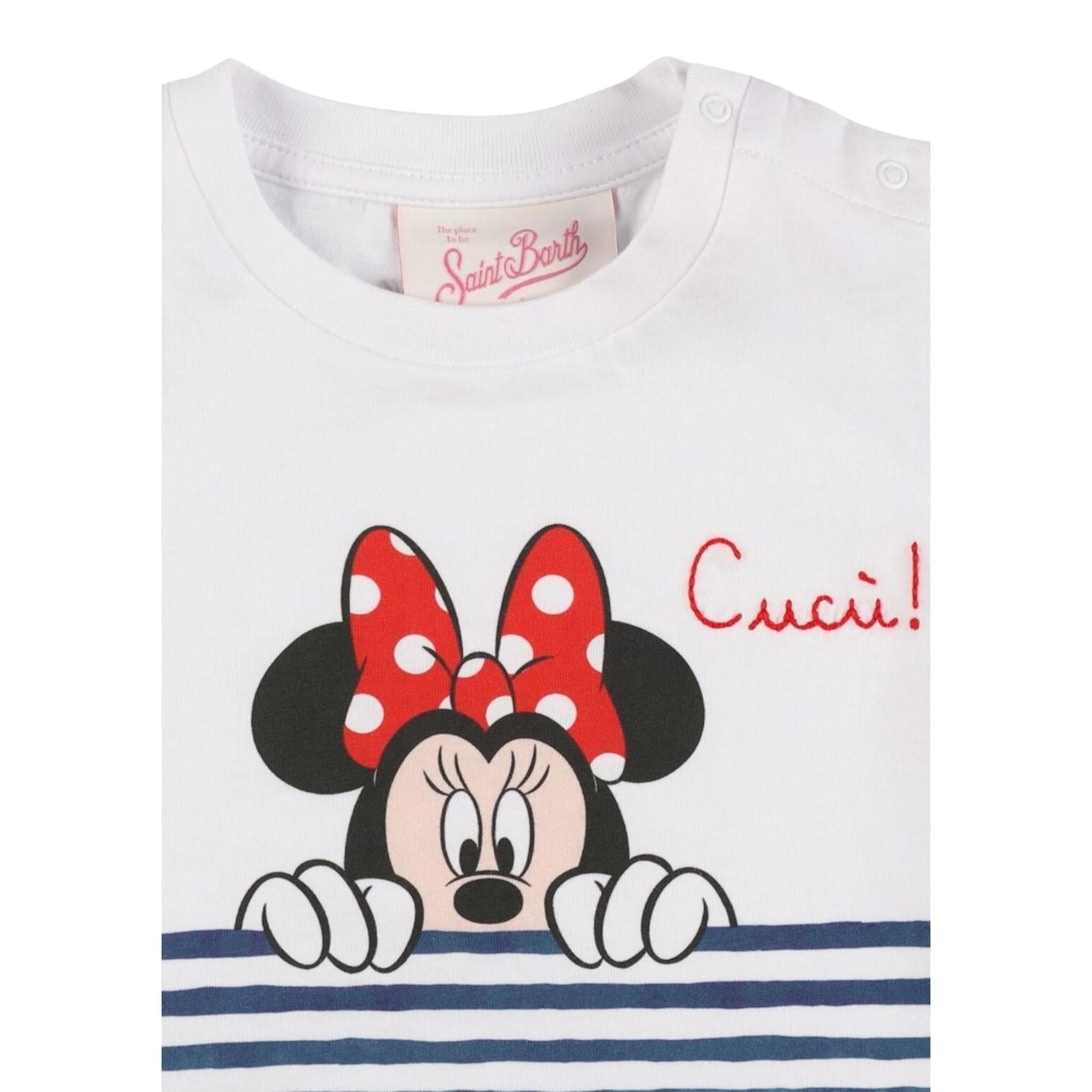 Saint Barth T-Shirt Girocollo Tinta Unita con Stampa Minnie per Neonata ELLYMN BIANCO SAINT BARTH 