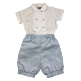La Stupenderia Complete 2 Piece Shirt Body-Bermuda Two-Tone White/Light Blue For Newborn