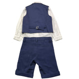 Damper Dan 4-Piece Set Vest-Shirt-Pants-Bow Ties Blue For Newborn