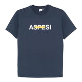 Aspesi T-Shirt Girocollo Tinta Unita con Stampa per Bambino S25051TSM7038X BLU ASPESI 