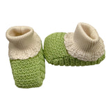 Marlu' Two-Tone Green Knitted Baby Booties