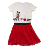 Emc Two-Tone Half Sleeve Dress with Tulle Skirt White/Red for Girls