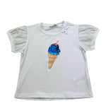 Manila Grace T-Shirt Tinta Unita con Paillettes per Bambina 370TMBS25 BIANCO MANILA GRACE 