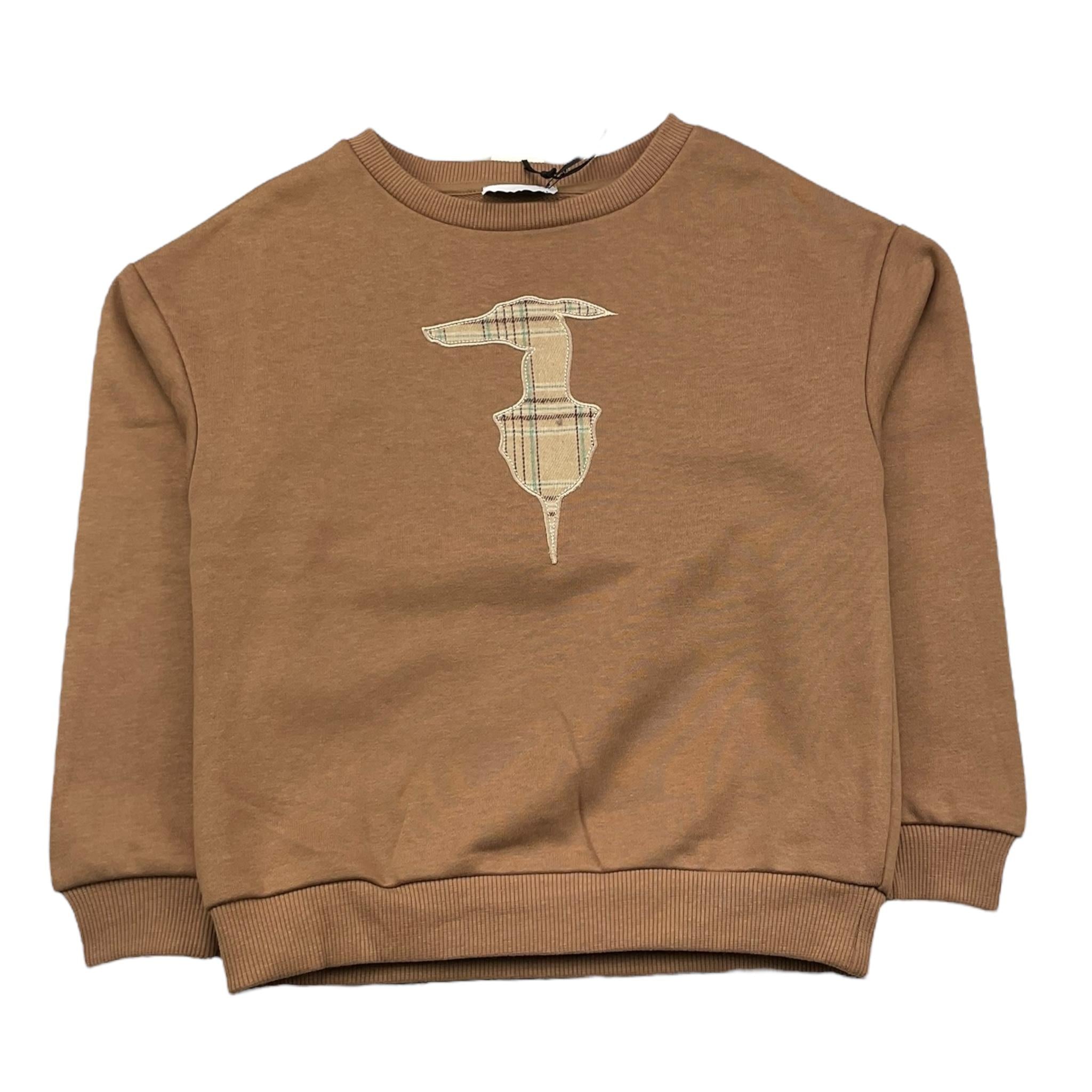 TRUSSARDI felpa chiusa girocollo tinta unita con stampa Beige per Bambino TGA25108 BEIGE TRUSSARDI 