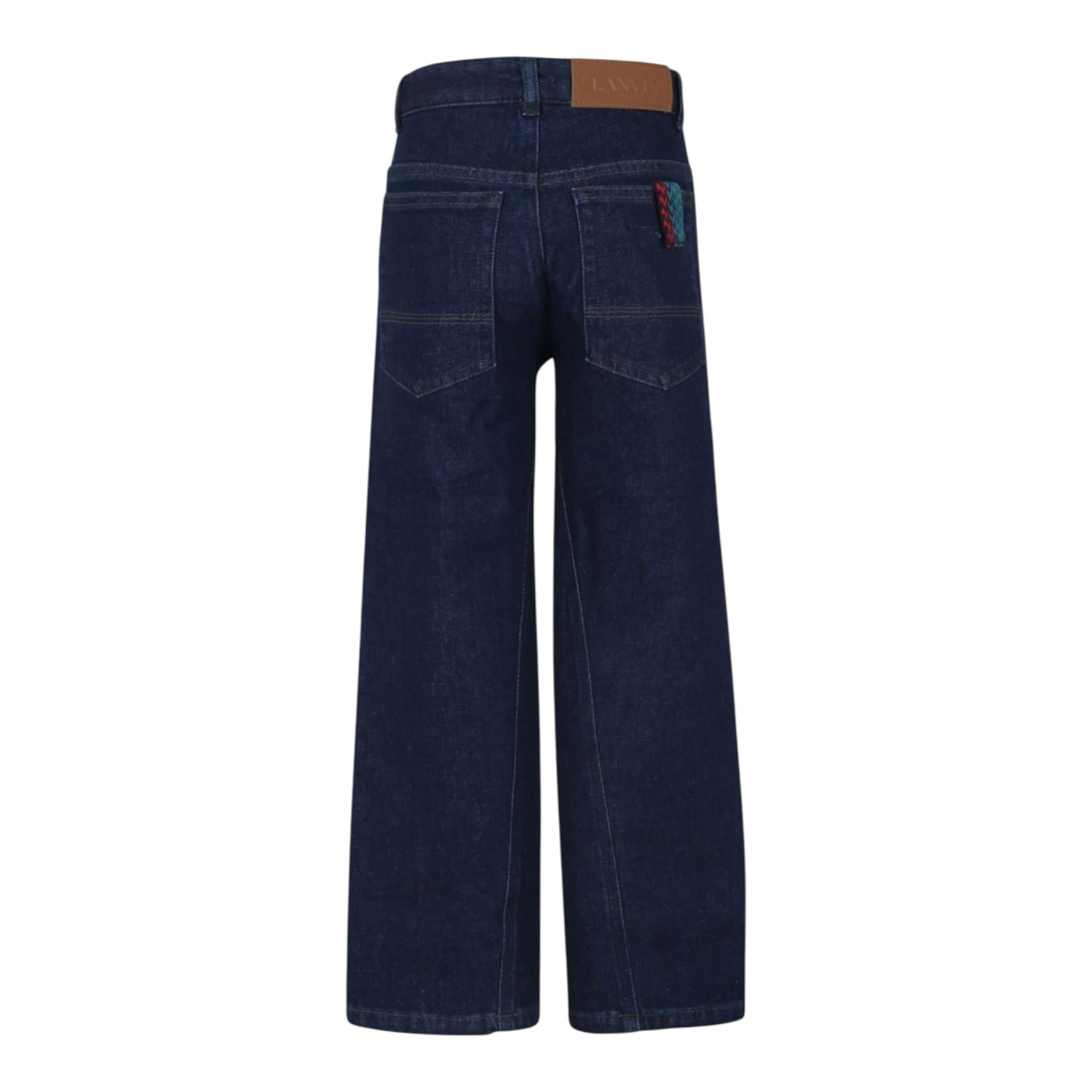 LANVIN jeans tinta unita cn logo Blu per Bambino N30132 BLU LANVIN 