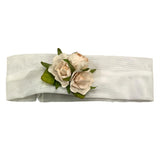 Light Colors Solid Color Headband With White Flower Applique For Newborn