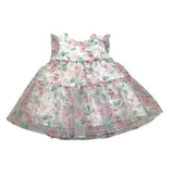 Alice Pi Solid Color Dress with Armhole and White Flower Pattern for Baby Girl