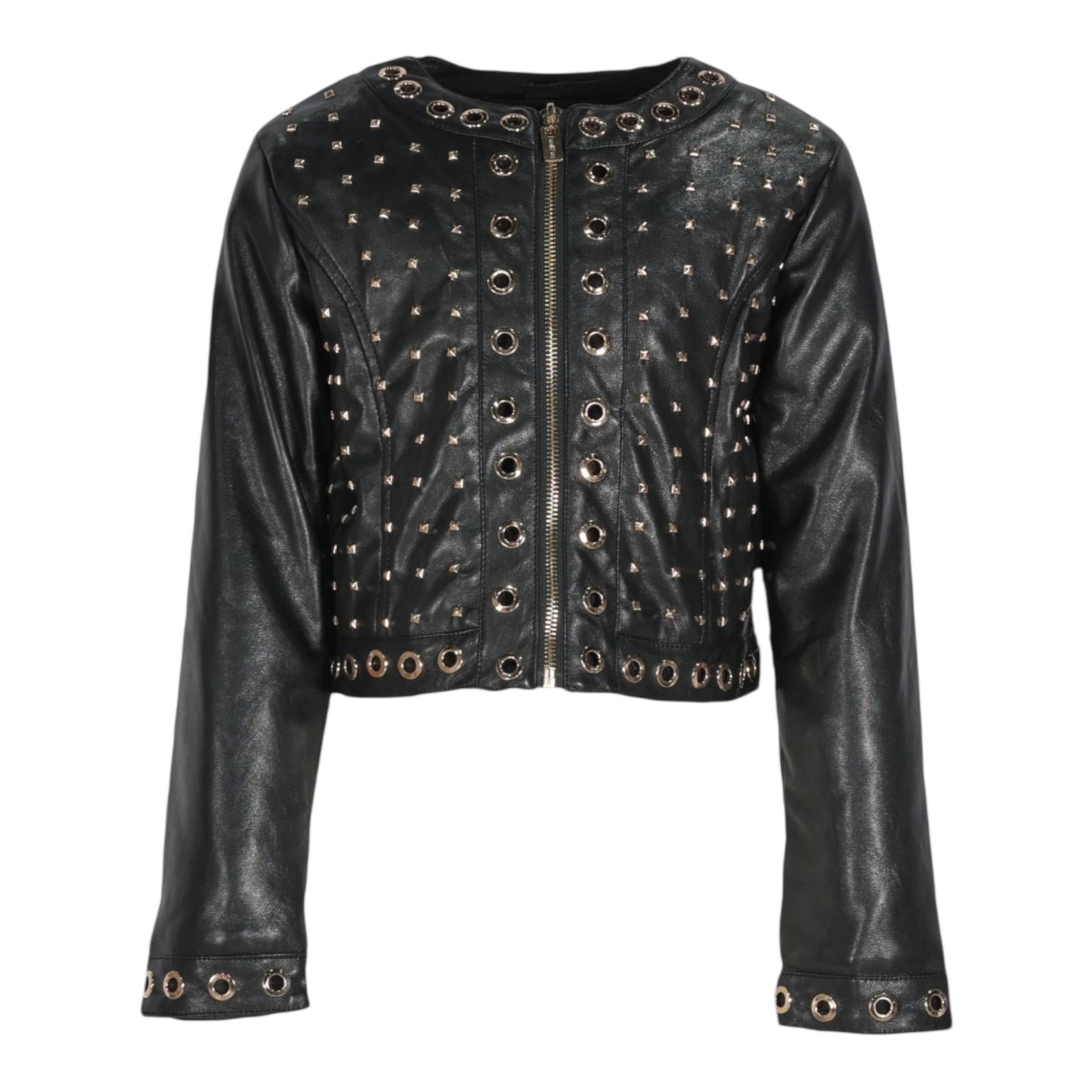 FUN & FUN giubbino in ecopelle tinta unita traforato Nero per Bambina FNJJK15852 NERO FUN & FUN 