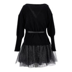 MONNALISA set abito tinta unita con maglia e cintura Nero per Bambina 41B904 NERO MONNALISA 