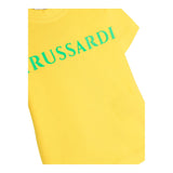 Trussardi Solid Color Crew Neck T-Shirt with Yellow Logo Print for Newborns