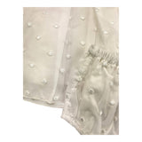 La Stupenderia Solid Color Sleeveless Dress With Tulle And White Culotte For Newborn