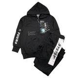 Yours 2 Piece Set Sweatshirt-Pants Solid Color Black For Boys