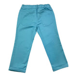 Moschino Solid Color Pants with Elastic Waist and Blue Logo for Newborns