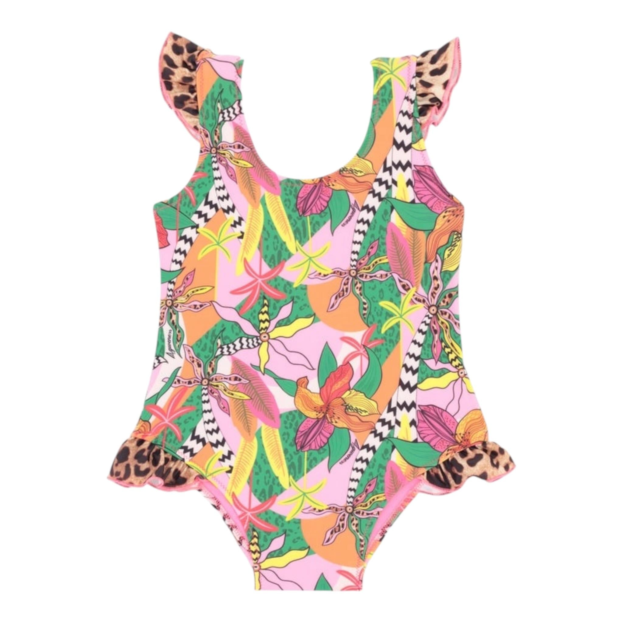 4Giveness Costume Intero Tinta Unita con Fantasia per Bambina 125NBWIN5283J ROSA 4GIVENESS 