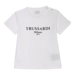 Trussardi T-Shirt Girocollo Tinta Unita con Stampa per Neonato TBP25043TSN BIANCO TRUSSARDI 