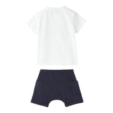 The Owl Complete 2 Piece T-Shirt-Bermuda Two-Tone White/Blue For Newborn