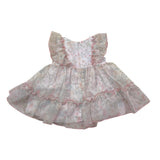 Miranda Plain Dress with Tulle and White Flower Pattern for Baby Girl