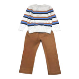 Never Too Complete Tricolor Sweater-White Pants For Boys