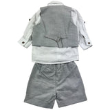 Shako' Complete 4 Piece Shirt-Waistcoat-Bow Tie-Bermuda Shorts Grey For Newborn