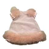 Barcellino Half Sleeve Dress Solid Color With Pink Tulle For Baby Girl