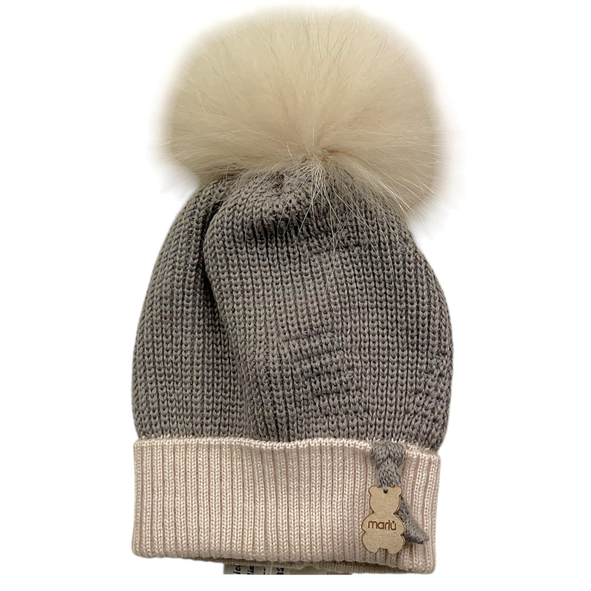 MARLU' cappello tinta unita con pon pon Grigio per Neonato IB5271 GRIGIO MARLU' 