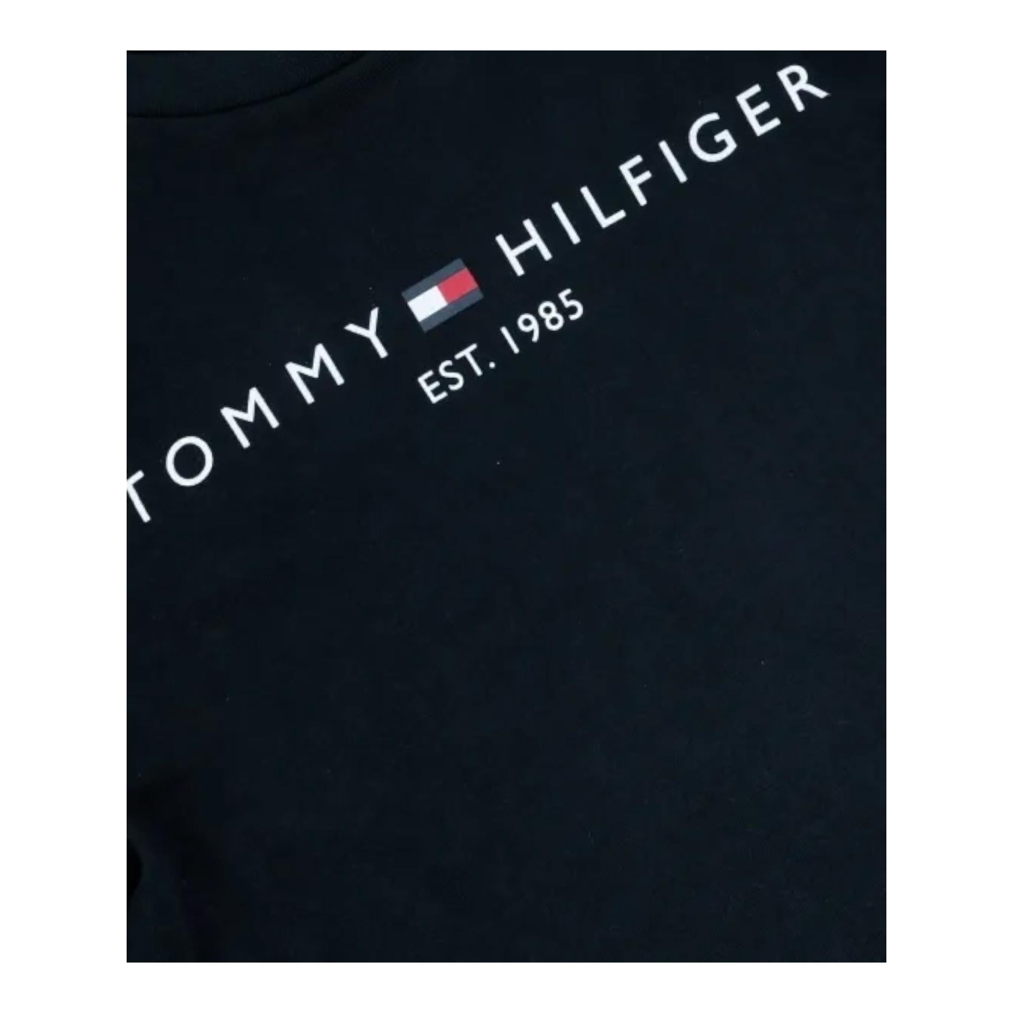 TOMMY HILFIGER shirt girocollo tinta unita con stampa in contrasto Nero per Neonato KS0KS00202XN NERO TOMMY HILFIGER 