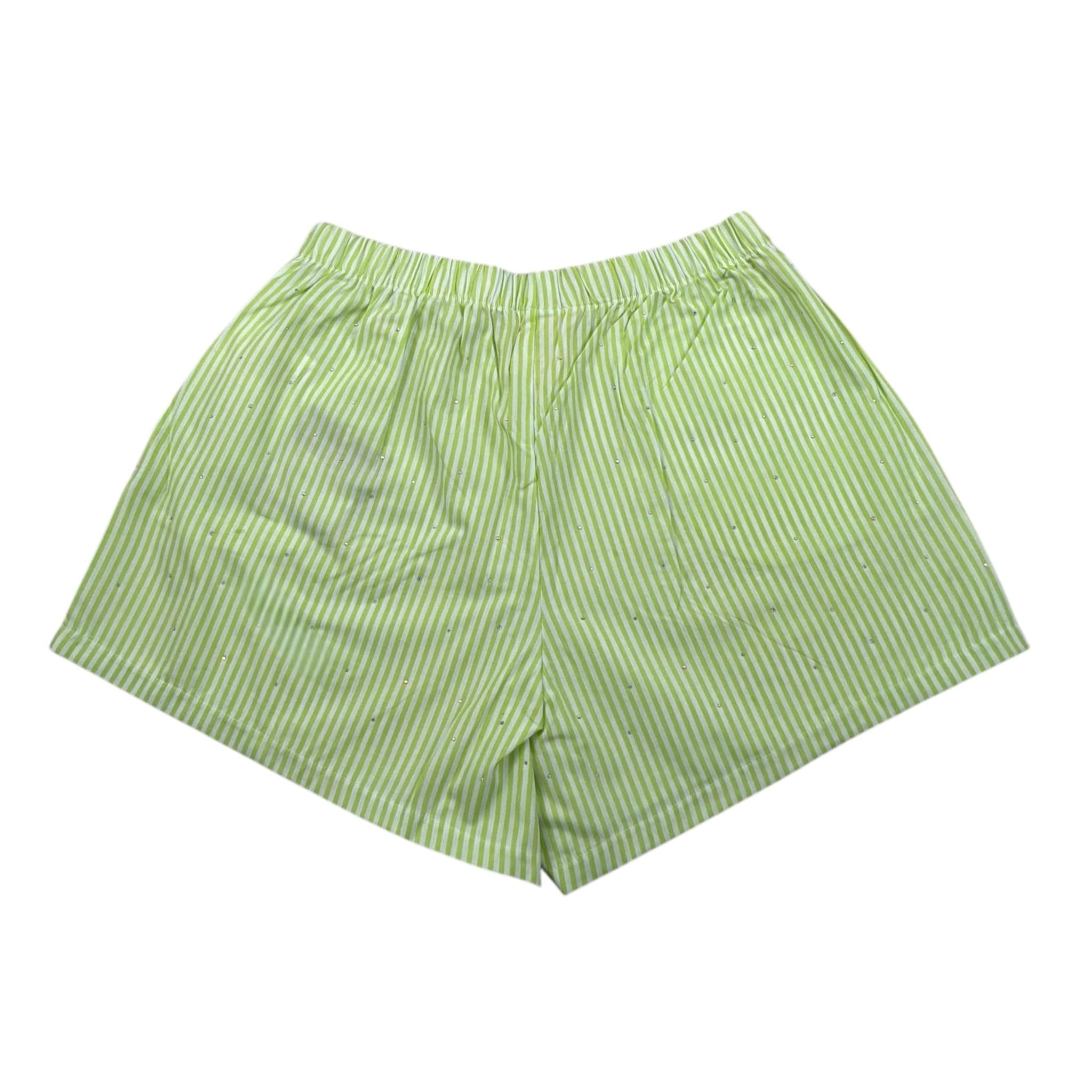 Dou Dou Short Fantasia A Righe con Brillantini per Bambina DW6B39 BIANCO/VERDE DOU DOU 