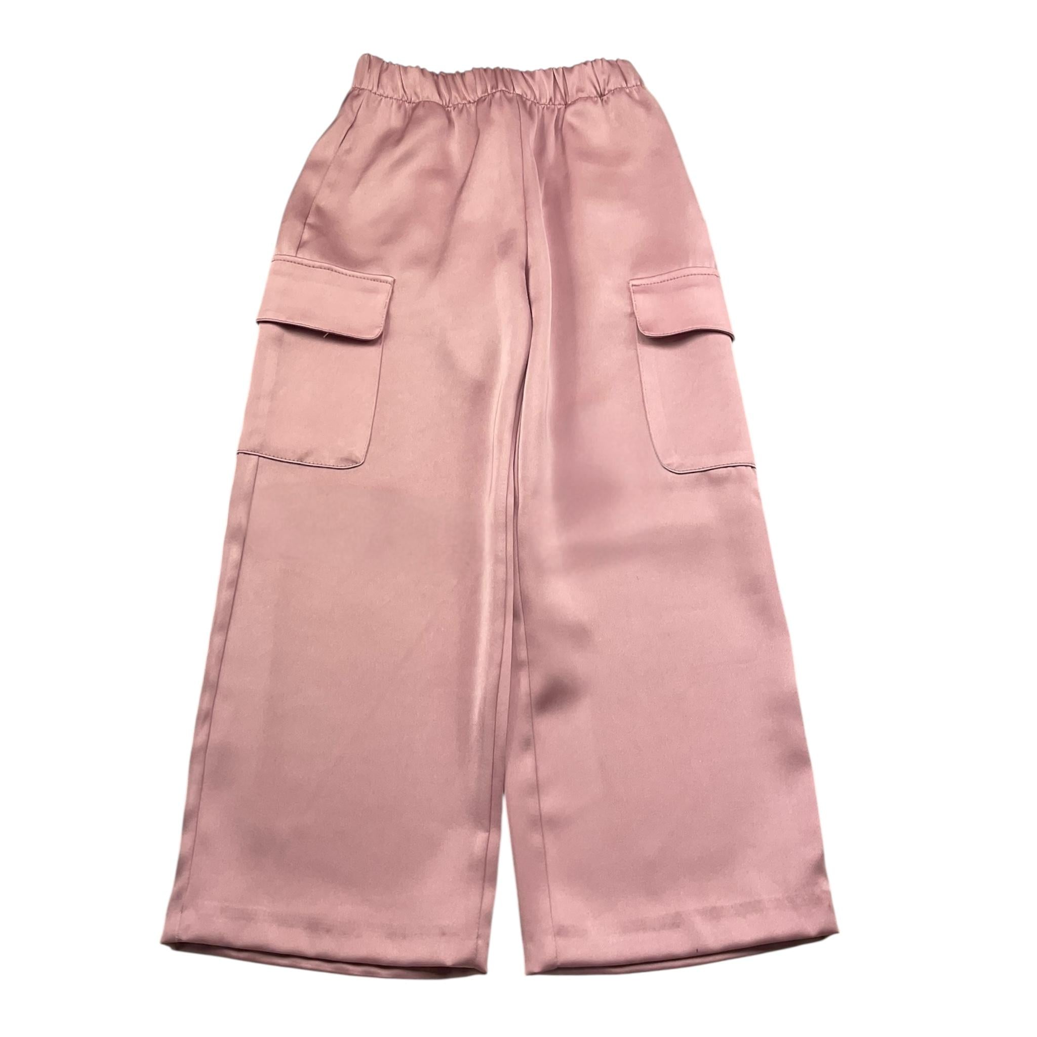 Please Pantalone Tinta Unita con Tasconi E Elastico per Bambina PE06310G73 ROSA PLEASE 